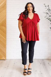 One Day Soon V - Neck Ruffle Detail Top