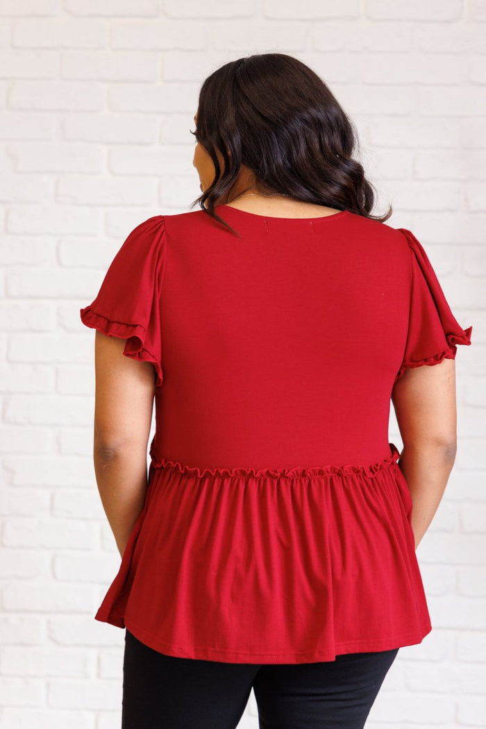 One Day Soon V - Neck Ruffle Detail Top