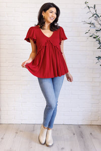 One Day Soon V - Neck Ruffle Detail Top