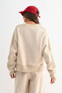 Oversized Cable Knit Trim Sweater