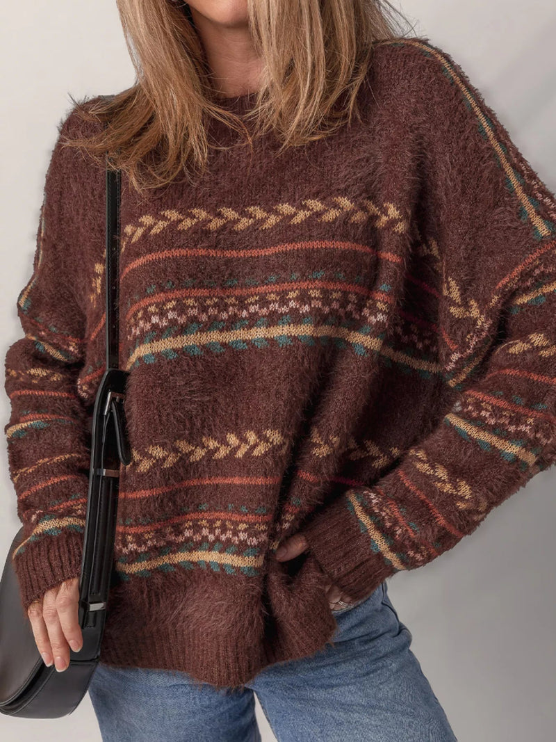 Pattern Mohair Knitted Sweater