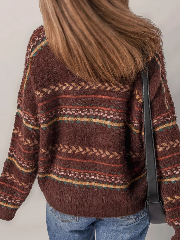 Pattern Mohair Knitted Sweater