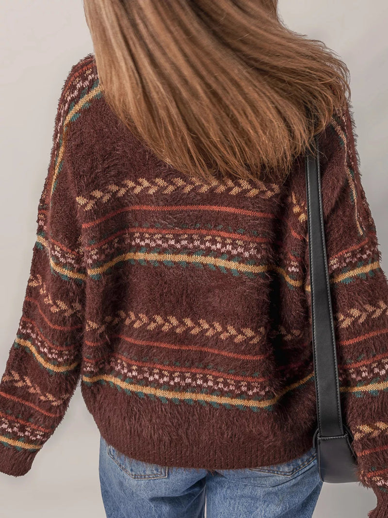Pattern Mohair Knitted Sweater
