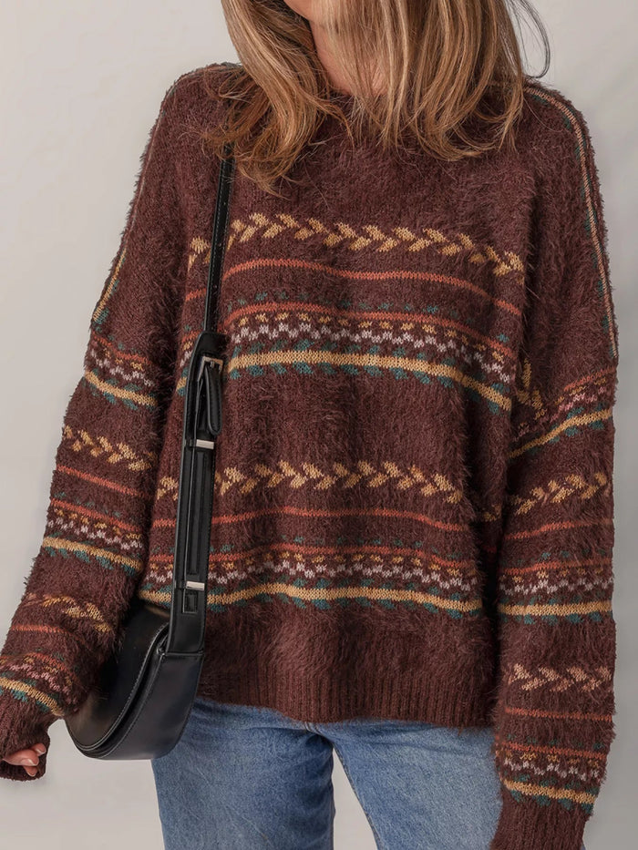Pattern Mohair Knitted Sweater