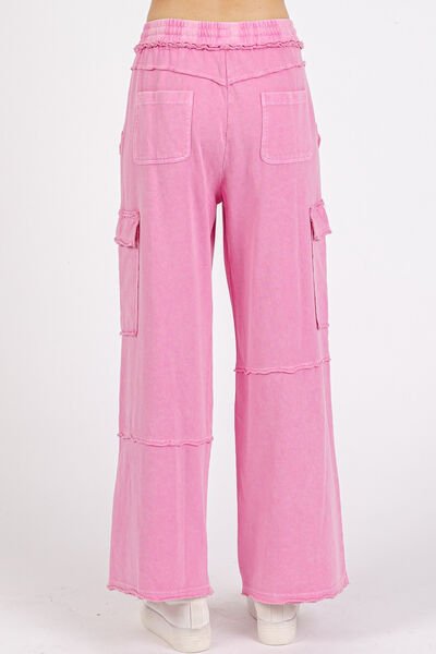 Pink Mineral Wash Cargo Wide Leg PantsMinnie's Treasure Boutique