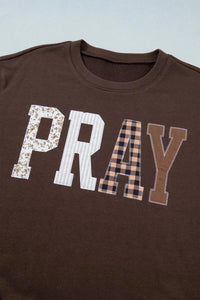 Plaid 'PRAY' Crew Neck Sweatshirt