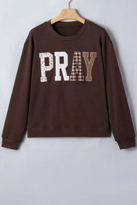 Plaid 'PRAY' Crew Neck Sweatshirt