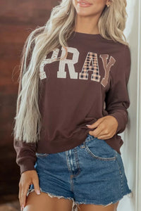 Plaid 'PRAY' Crew Neck Sweatshirt