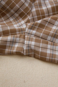 Plaid Print Tie Detail Casual Pants