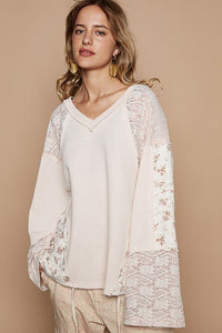 POL Lace Floral Round Neck Knit TopMinnie's Treasure Boutique