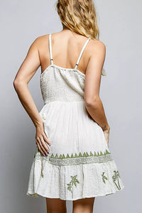POL Palm Tree Print Wrap Smocked Waist Dress