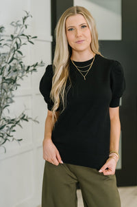 Puff Sleeve Blouse in Black