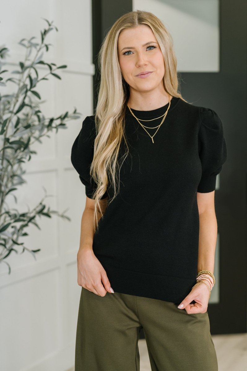 Puff Sleeve Blouse in Black