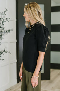 Puff Sleeve Blouse in Black