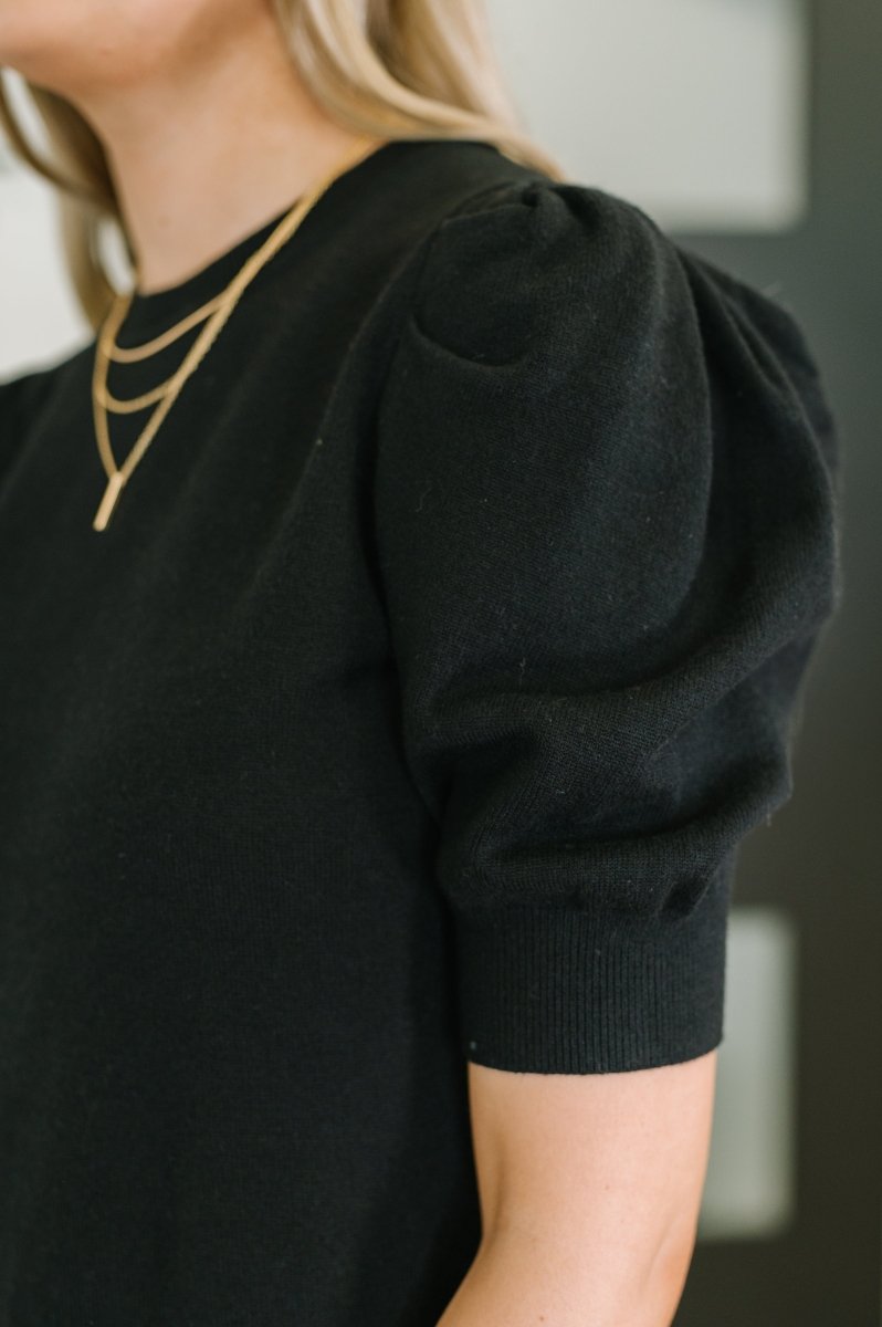 Puff Sleeve Blouse in Black