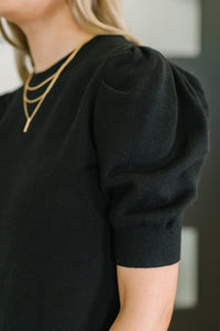 Puff Sleeve Blouse in Black