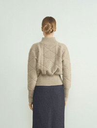 Quilted Zip-Up Mock Neck Sweater Jacket