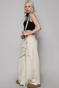 Raw Hem Studded Knee Patches Cargo Overalls - Minnie's Treasure Boutique