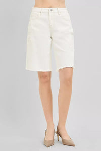 Relaxed Floral Embroidered Bermuda Shorts