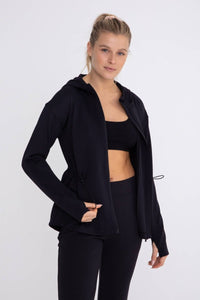 Ribbed Hooded Jacket In Black - Minnie's Treasure Boutique