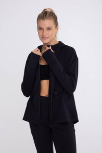 Ribbed Hooded Jacket In Black - Minnie's Treasure Boutique