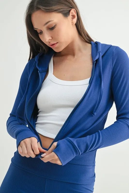 Ribbed Long Sleeve Hoodie - Minnie's Treasure Boutique