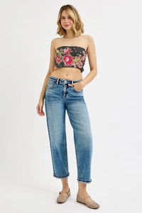 RISEN High Rise Crop Boyfriend Jeans