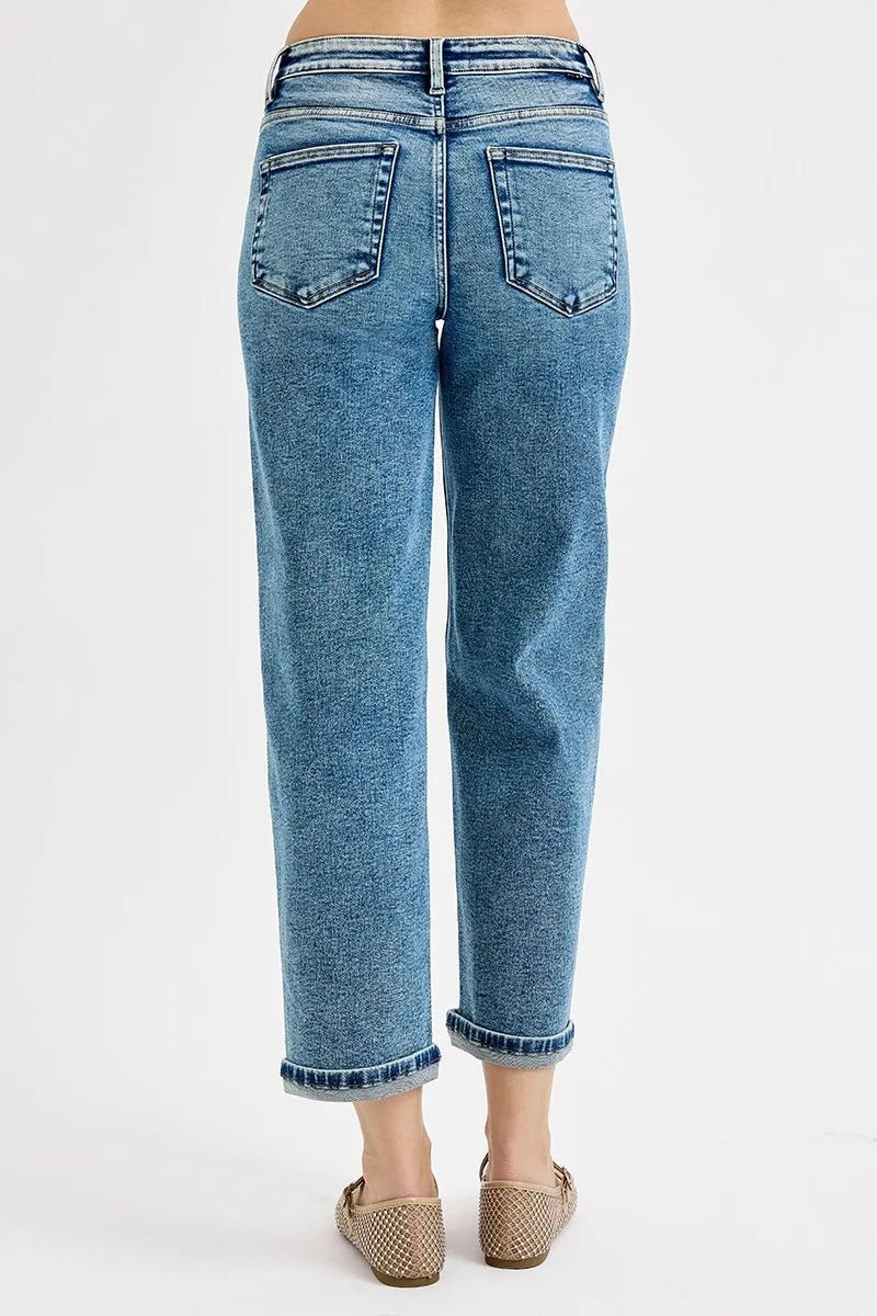 RISEN High Rise Crop Boyfriend Jeans