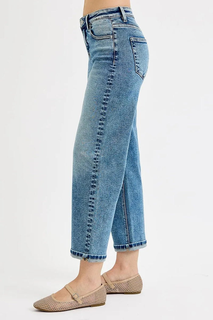 RISEN High Rise Crop Boyfriend Jeans