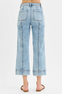 RISEN High Rise Crop Front Seam Jeans