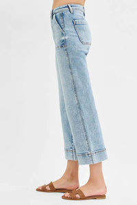 RISEN High Rise Crop Front Seam Jeans