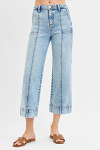 RISEN High Rise Crop Front Seam Jeans
