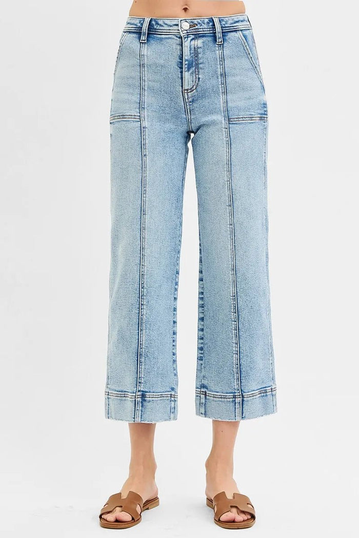 RISEN High Rise Crop Front Seam Jeans