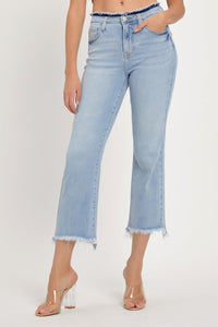 RISEN High Rise Raw Edge Crop Jeans - Minnie's Treasure Boutique