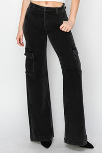 Risen High Rise Wide Leg Cargo Jeans - Minnie's Treasure Boutique