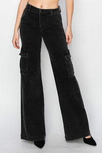 Risen High Rise Wide Leg Cargo Jeans - Minnie's Treasure Boutique