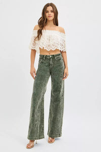 RISEN High Rise Wide Leg Corduroy Jeans