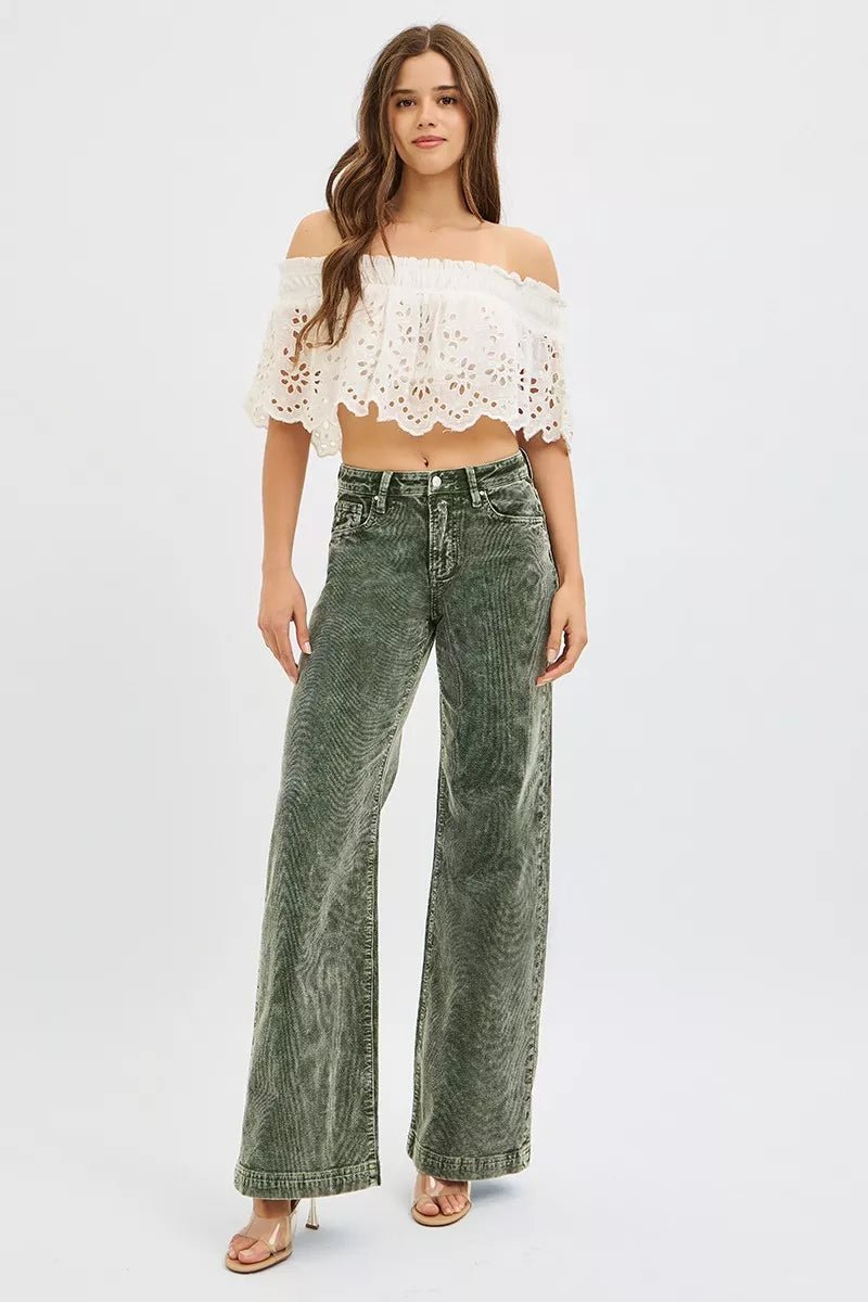 RISEN High Rise Wide Leg Corduroy Jeans