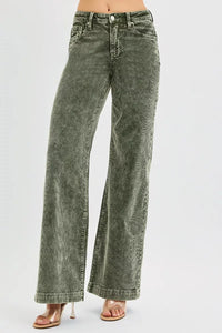 RISEN High Rise Wide Leg Corduroy Jeans