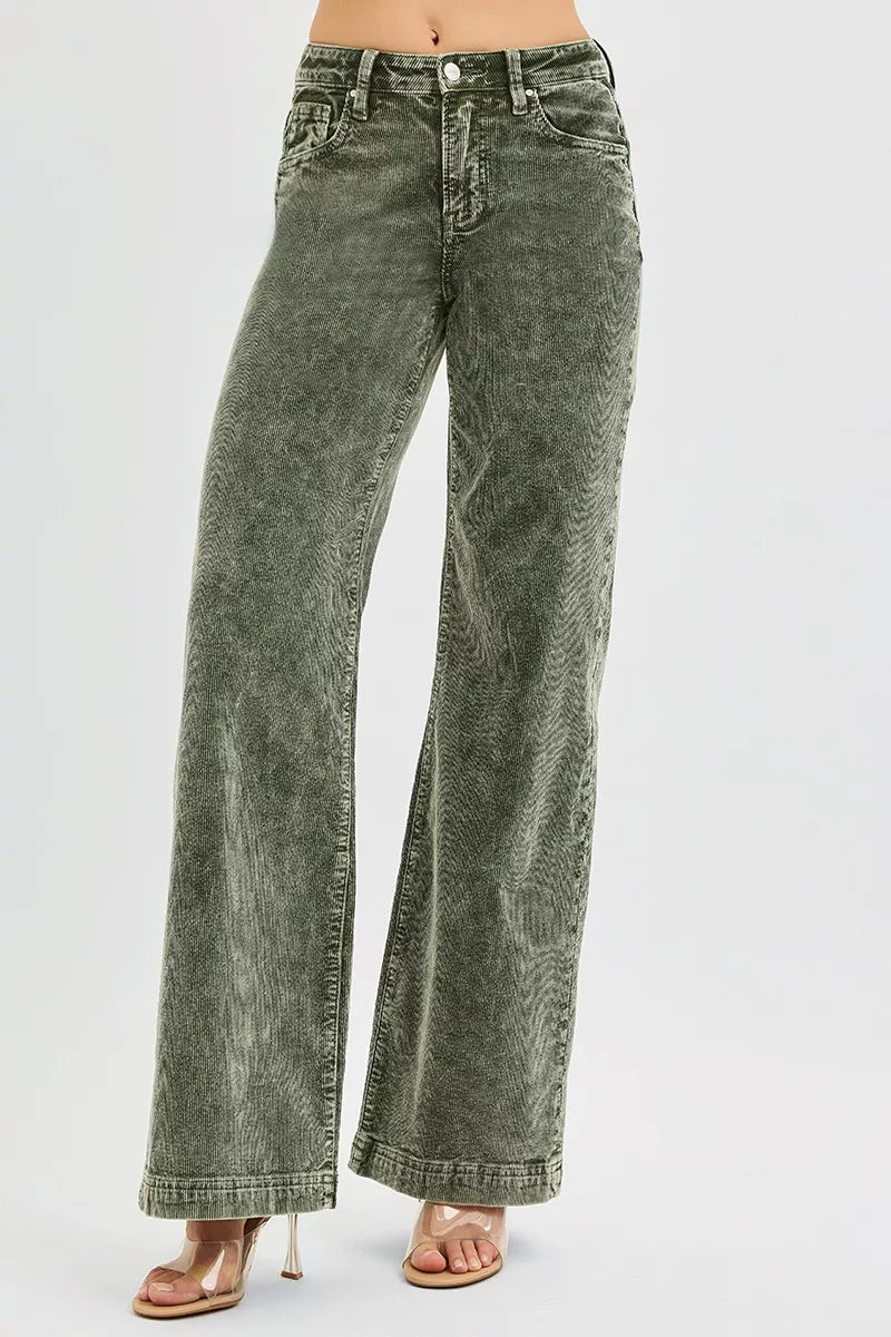 RISEN High Rise Wide Leg Corduroy Jeans