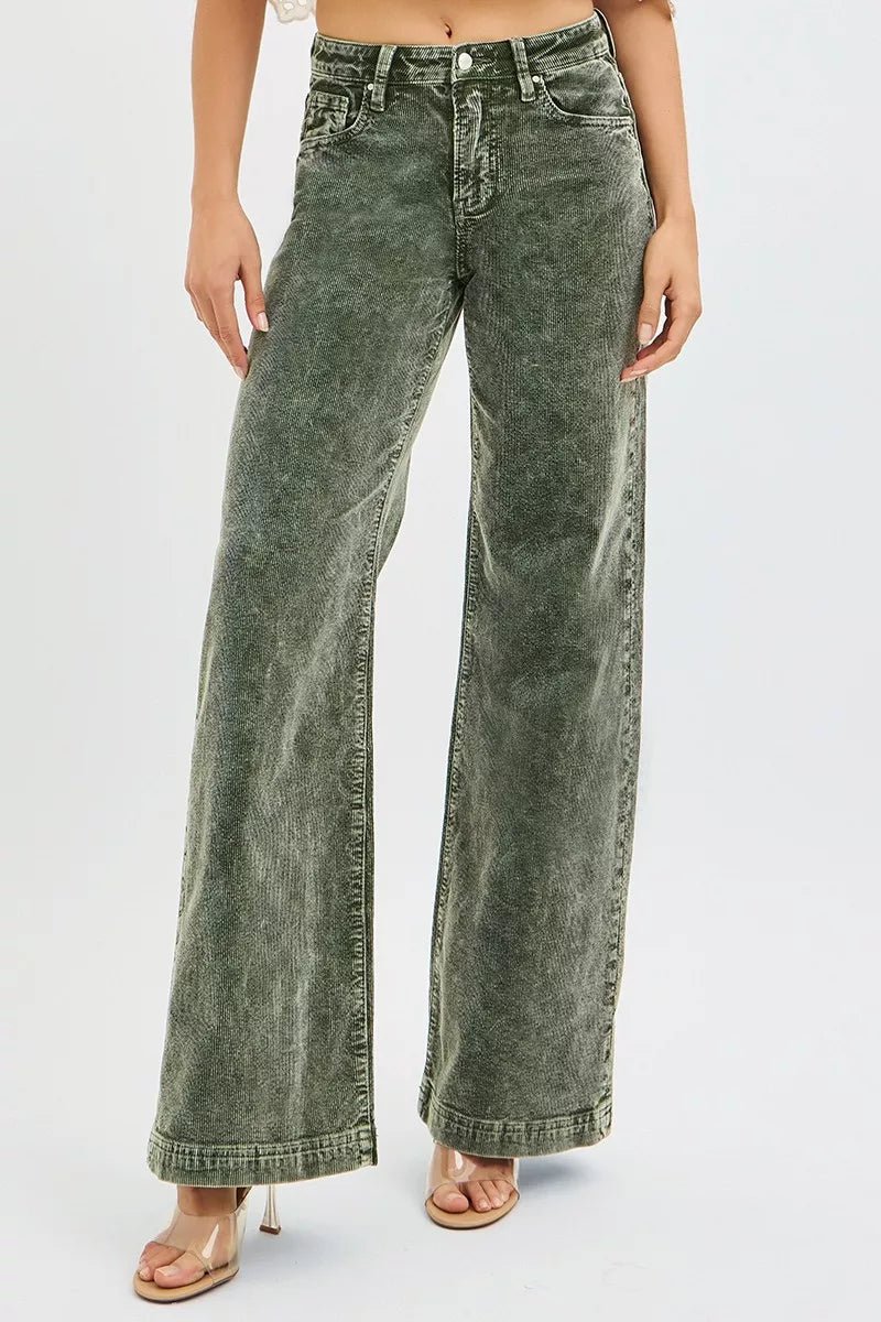 RISEN High Rise Wide Leg Corduroy Jeans