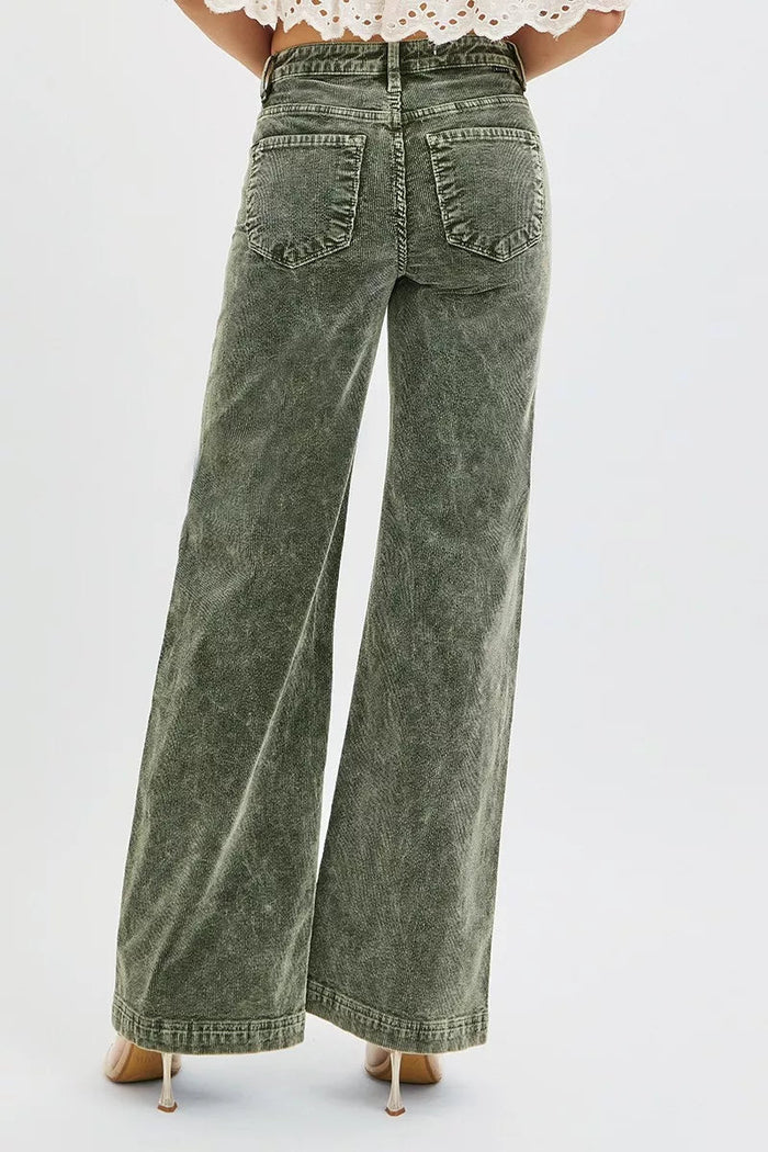 RISEN High Rise Wide Leg Corduroy Jeans