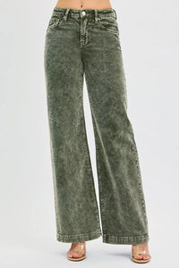 RISEN High Rise Wide Leg Corduroy Jeans