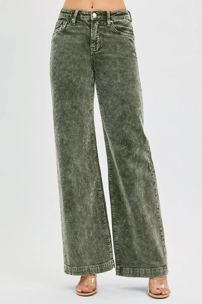 RISEN High Rise Wide Leg Corduroy Jeans