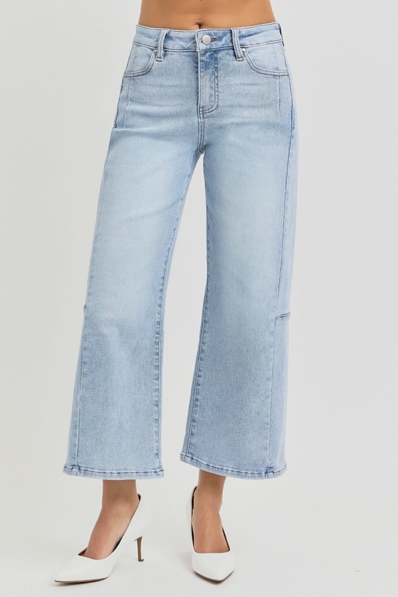 RISEN High Rise Wide Leg Crop Jeans