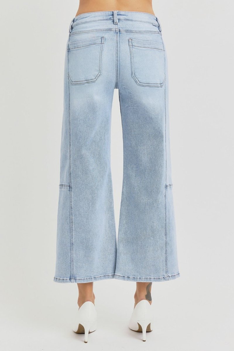 RISEN High Rise Wide Leg Crop Jeans