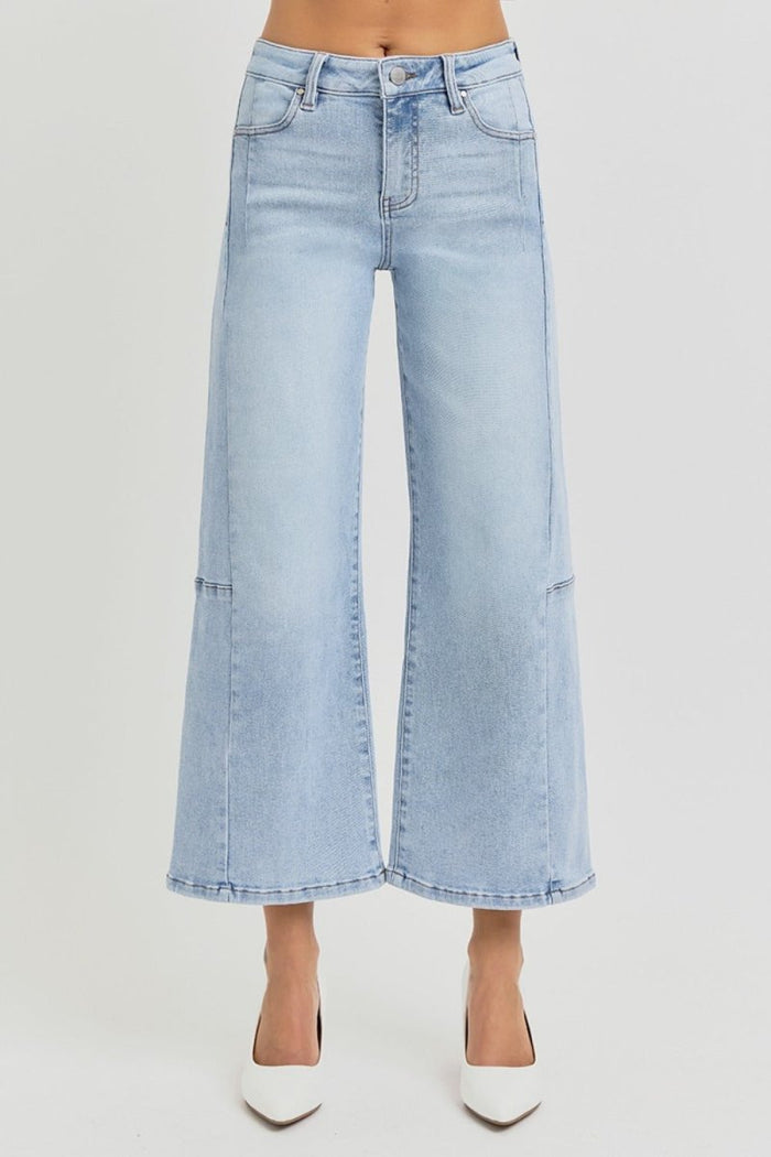 RISEN High Rise Wide Leg Crop Jeans