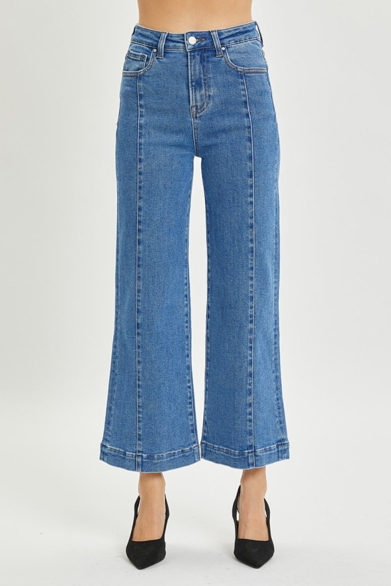 Risen High Rise Wide Leg Jeans