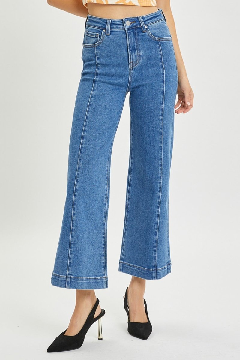 Risen High Rise Wide Leg Jeans