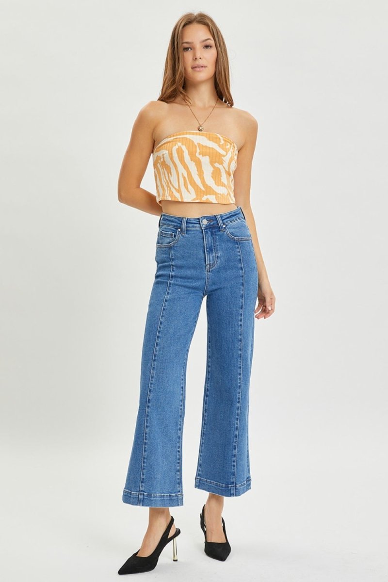 Risen High Rise Wide Leg Jeans